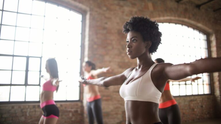 Black woman in an exercise class